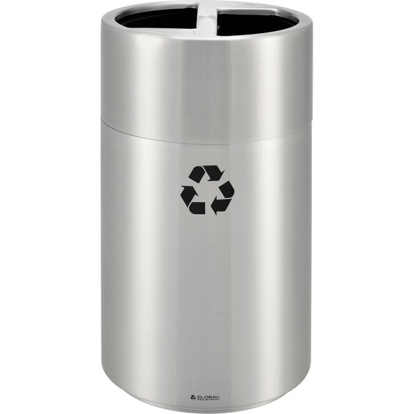 Global Industrial Round Multi Purpose Recycling Can, Silver, Aluminum 641602